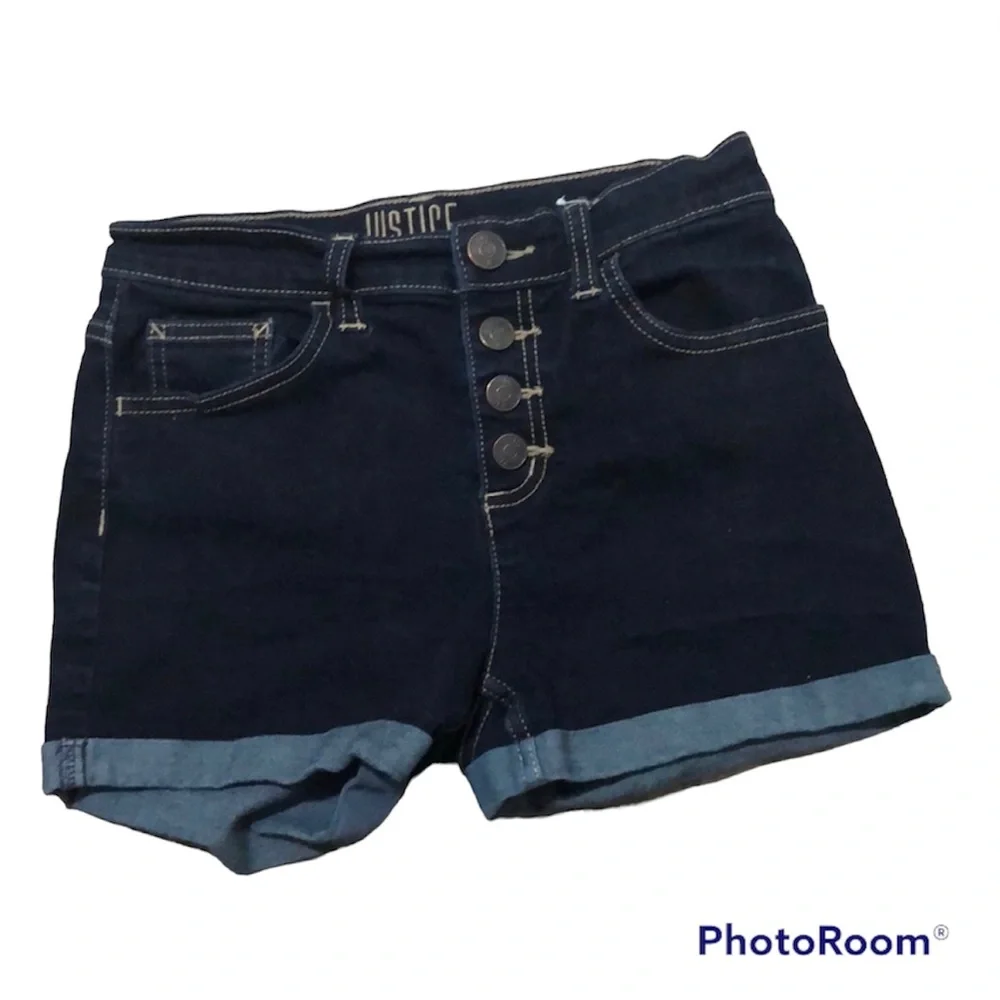Justice Button Fly Stretch Denim Cuffed Shorts
